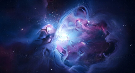 Celestial Light Show A Vibrant Cosmic Nebula Illuminated by Brilliant Energy and Swirling Interstellar Dust Clouds in the Depths of Space