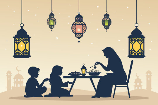 Depicting Silhouette Family Breaking Fast Under Dynamic Creative Visual