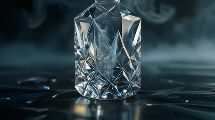 Luxury Crystal Vodka Bottle with Cold Smoke and Ice Effect
