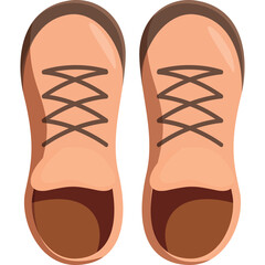 Top View of Beige Lace Up Hiking Boots with Brown Laces Against Transparent Background in Natural Lighting