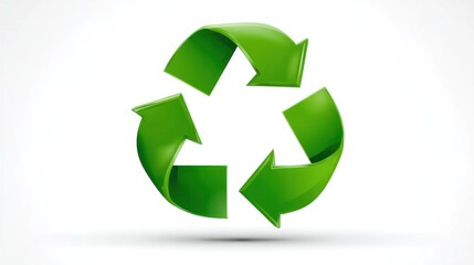 Obraz premium A green and a red recycling symbol with a glossy finish, set against a white background with a soft shadow.