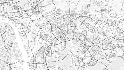Dongguan City Map. Minimalist black and  white line art poster for printing, wallpaper, wall art, and map  resources for home and office decor
