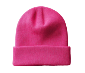 Hot pink knit beanie hat, folded brim, soft and vibrant