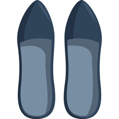 Top View of Two Dark Blue Pointed Toe Flat Shoes Isolated on a Transparent Background Realistic Graphic Design
