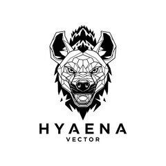 Geometric Hyena Head Vector Illustration with Intricate Polygonal Design.