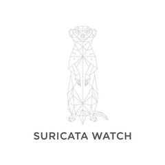 Geometric Meerkat Standing Alertly with Title Text.