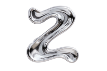 Chrome number two, liquid-looking, smooth, against black