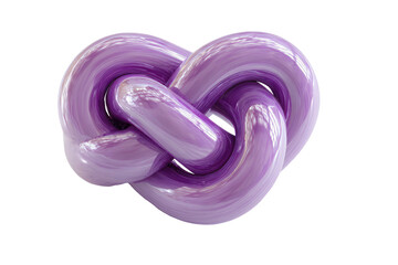 Glossy purple knot, heart-shaped on black background