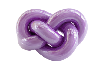 Glossy purple knot, heart-shaped on black background