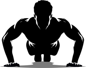 Black Silhouette Man Push Up.eps
