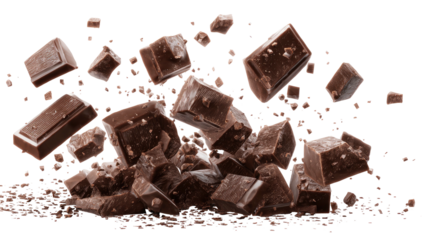 Chocolate chunks & crumbs fall. Tasty treat! Delicious!