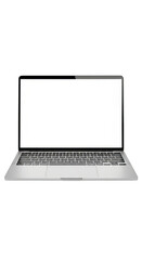 Fototapeta premium Realistic silver laptop mockup with blank white screen on transparent background