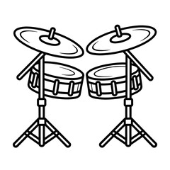 Drum set vector style coloring page line art