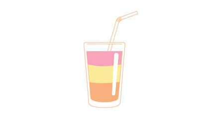 Layered colorful drink in a glass with a straw.