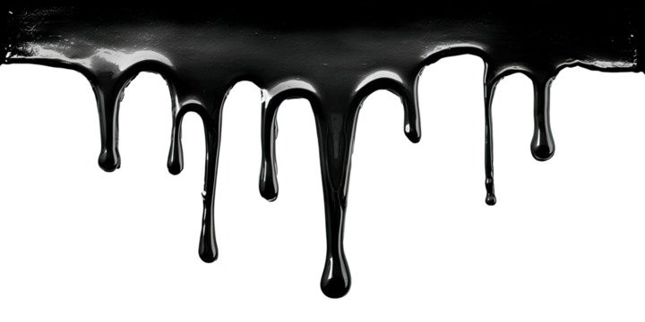 Dripping liquid, glossy and flowing on dark background
