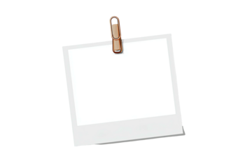 Blank, square photo is clipped on, with black background