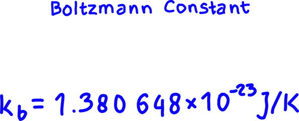 Handwritten science note displaying the Boltzmann constant  in bright blue text, perfect for physics, thermodynamics, and educational content.
