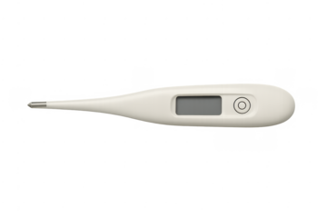 Digital thermometer measuring body temperature for health monitoring on transparent background