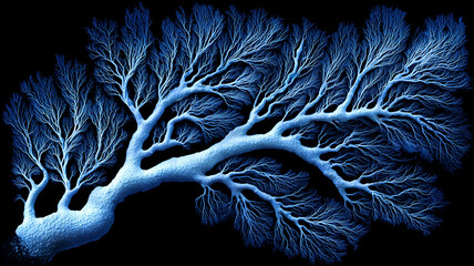 A branching biological structure illustrating natural complexity, organic patterns and the concept of interconnected systems within living forms.
