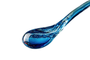 Droplet Tapered blue liquid splash, dynamic swirls on black