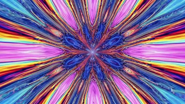 Abstract psychedelic tunnel of vibrant colors and swirling patterns for artistic visuals.