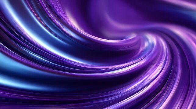 Abstract metallic curves swirl into a dynamic vortex of deep violet and bright blue light