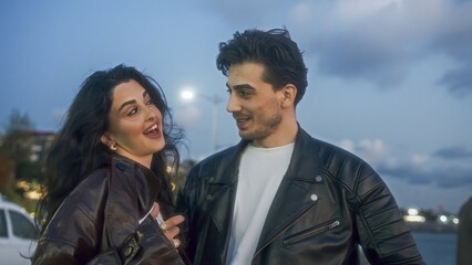 Couple Enjoying a Romantic Evening Outdoors