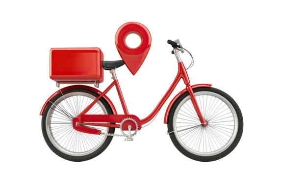 Eco-friendly delivery bicycle with red box bike transport concept 3D