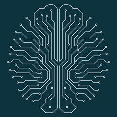 Circuit Board Brain Digital Intelligence Logo Vector