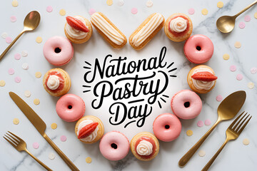 Heart shaped pastry assortment for national pastry day