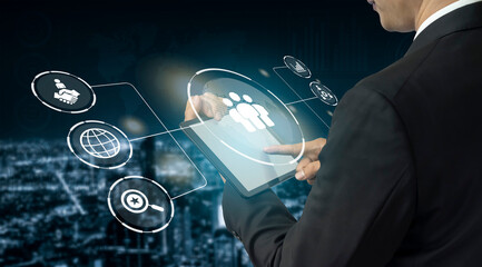 Business teamwork connected around a globe representing cooperation, leadership, and organizational strategy Parse