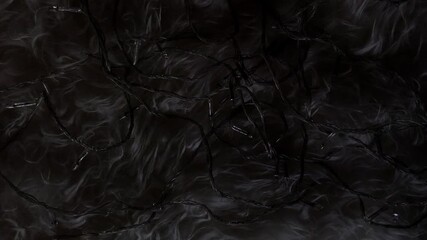 Colorful LED string lights glowing softly in the dark, forming scattered patterns across a wooden surface. Warm and cool tones blend gently, creating a festive and vibrant looping background. - Powered by Adobe