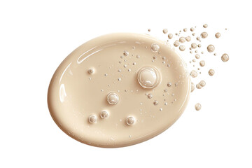 Beige liquid blob, round edge, with tiny bubbles, on black