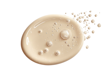Beige liquid blob, round edge, with tiny bubbles, on black
