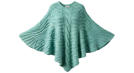 Elegant light green poncho isolated on black background for fashion