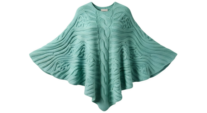 Elegant light green poncho isolated on black background for fashion