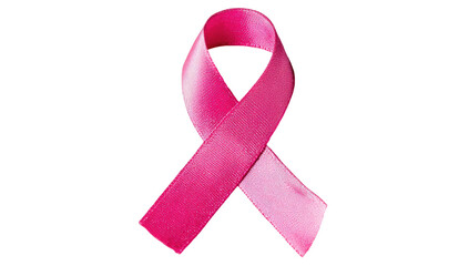 Glossy pink awareness ribbon floats on solid black background
