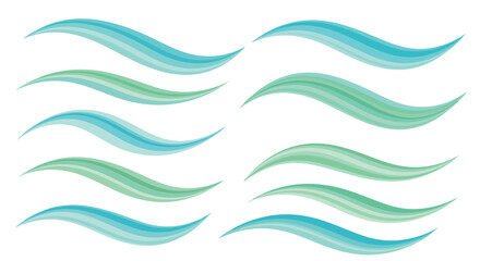 Flowing wave shapes in teal and green with transparent background