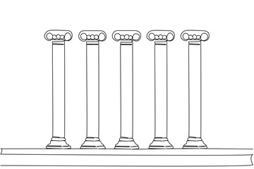 Fototapeta premium Continuous line draw of five pillars symbolizing democratic foundations, an international event for Democracy Day, highlighting rights, justice, plurality, and civic participation across communities