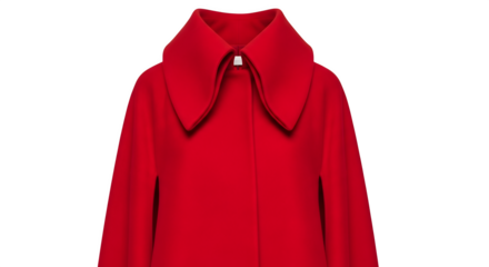 Elegant red cloak with high collar isolated on a black background