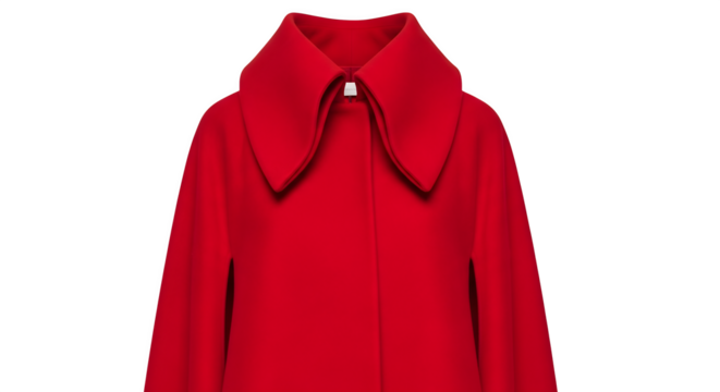 Elegant red cloak with high collar isolated on a black background