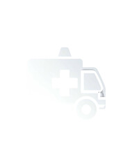 Obraz premium Graphic ambulance icon with black cross and white highlights