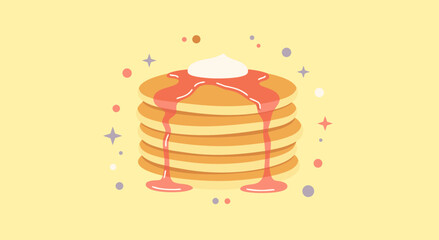 Pancakes Stack &ndash; Flat Aesthetic Colored Restaurant Vector