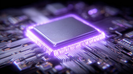 A glowing microchip representing next generation processing power and the continuous evolution of advanced electronic systems.
