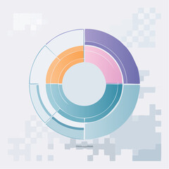 Obraz premium Abstract vector background featuring colorful 3d circles and digital technology elements for a business infographic banner or web template design
