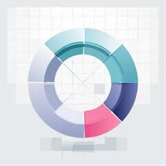 Fototapeta premium Colorful 3d business infographic element featuring a round vector pie chart diagram with a rainbow palette circle wheel design for a professional spectrum concept illustration