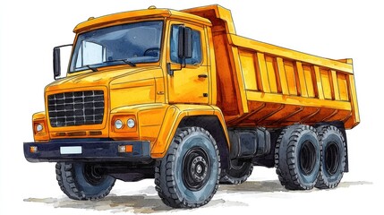 Bright Yellow Dump Truck with Heavy Duty Tires and Robust Design