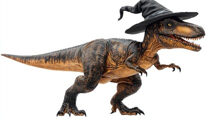 Dinosaur Wearing Wizard Hat with Magical Vibes and Fantasy Elements