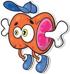 Cool Cartoon Meat on Bone Character Mascot Vector Illustration