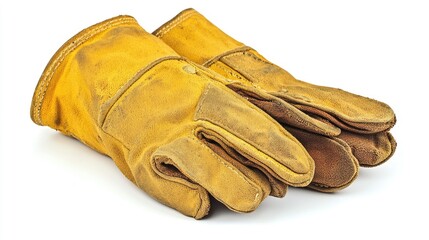 Worn Leather Work Gloves for Hand Protection and Tool Grip